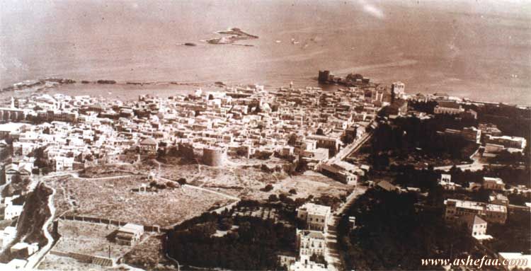 منظر عام لمدينة صيدا قديما